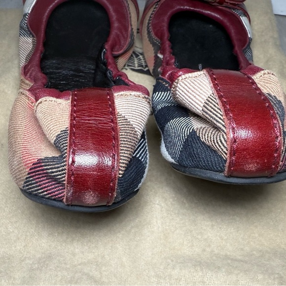 BURBERRY Bridle Housecheck Falcony Ballet Flat Leather Canvas  35 US 4-4.5 - Picture 2 of 11